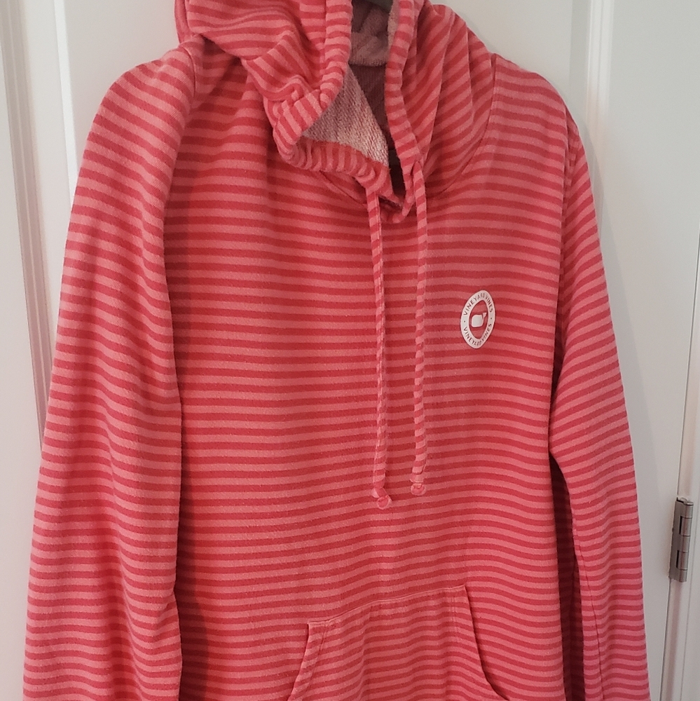 Orange and Pink Stripe Vineyard Vine Hoodie